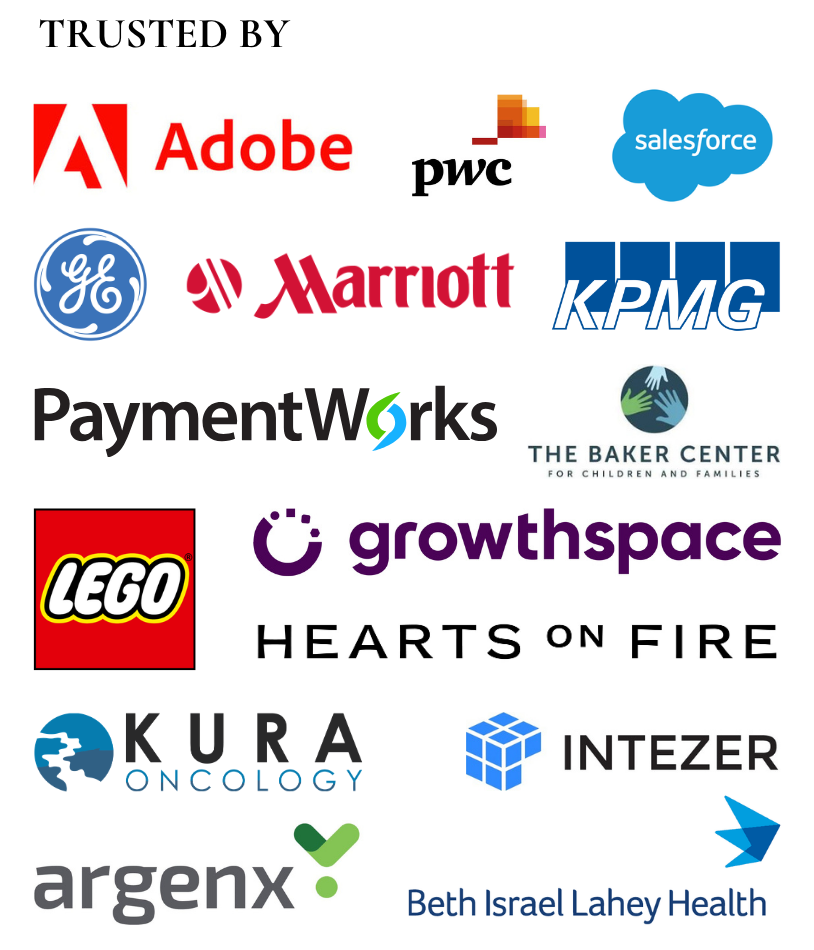 Trusted by Adobe, PwC, Salesforce, GE, Marriott, KPMG, LEGO and others